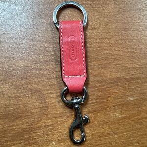 Coach Red Leather Key Holder Silver-tone Hardware